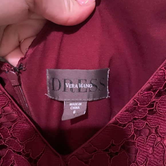 VERA WANG Merlot Lace Trumpet Gown Bridesmaid Dress - Picture 4 of 7